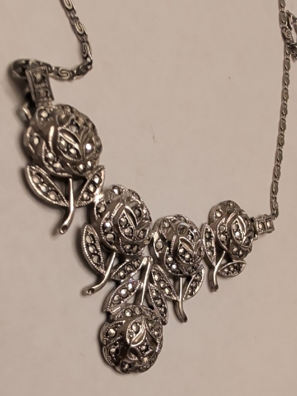 Sterling Silver Floral Statement Necklace - Picture 3 of 11